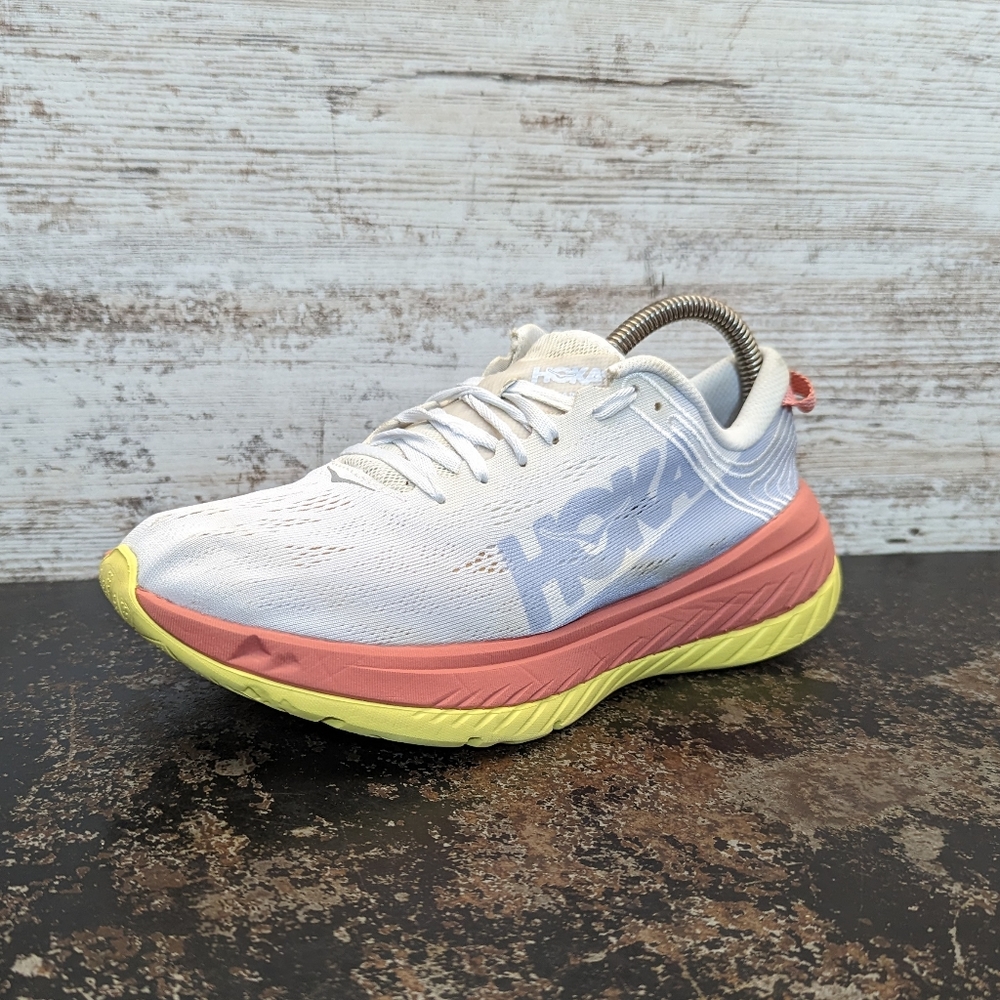 Womens Hoka One One Carbon X Running Shoes Sz 7 Used Sneakers Trainers